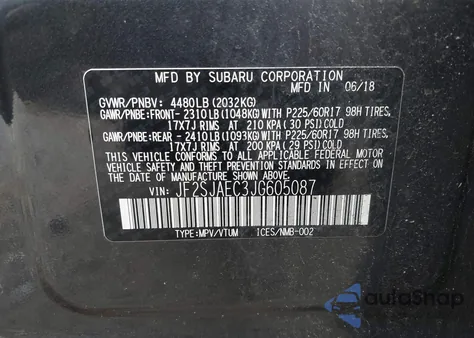 2018 Subaru Forester 2.5I Premium from USA, damaged, VIN JF2SJAEC3JG605087